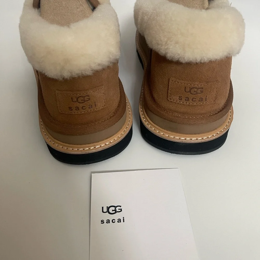 UGG x SACAI Tan Shearling Loafers - Chestnut - Picture 13 of 16